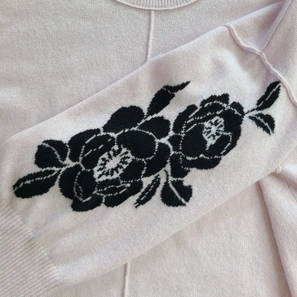 Autumn Cashmere Floral Sleeve Crew Boxy Crop Sweater XS - Picture 6 of 12